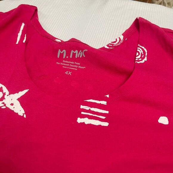 M. Mac Vermont Country Store Pink White Cotton Fish Dress Plus Size 4X - Picture 2 of 5